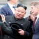 Kim Jong Un speaks with the governor of Primorsky Region Oleg Kozhemyako in Vladivostok, Russia, April 24, 2019.